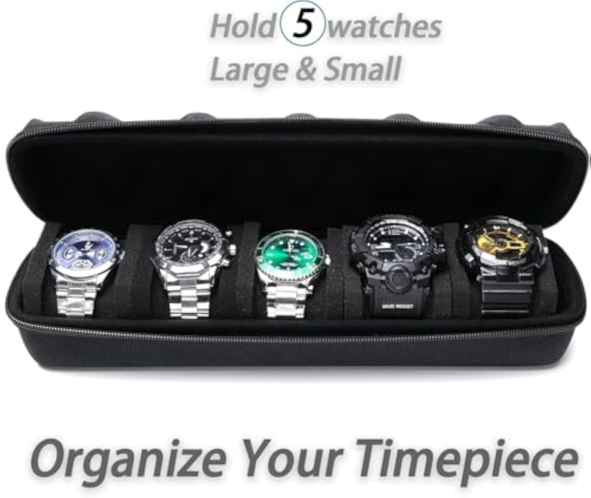 Zippered Hard Shell Watch Case Organizer for All Watches